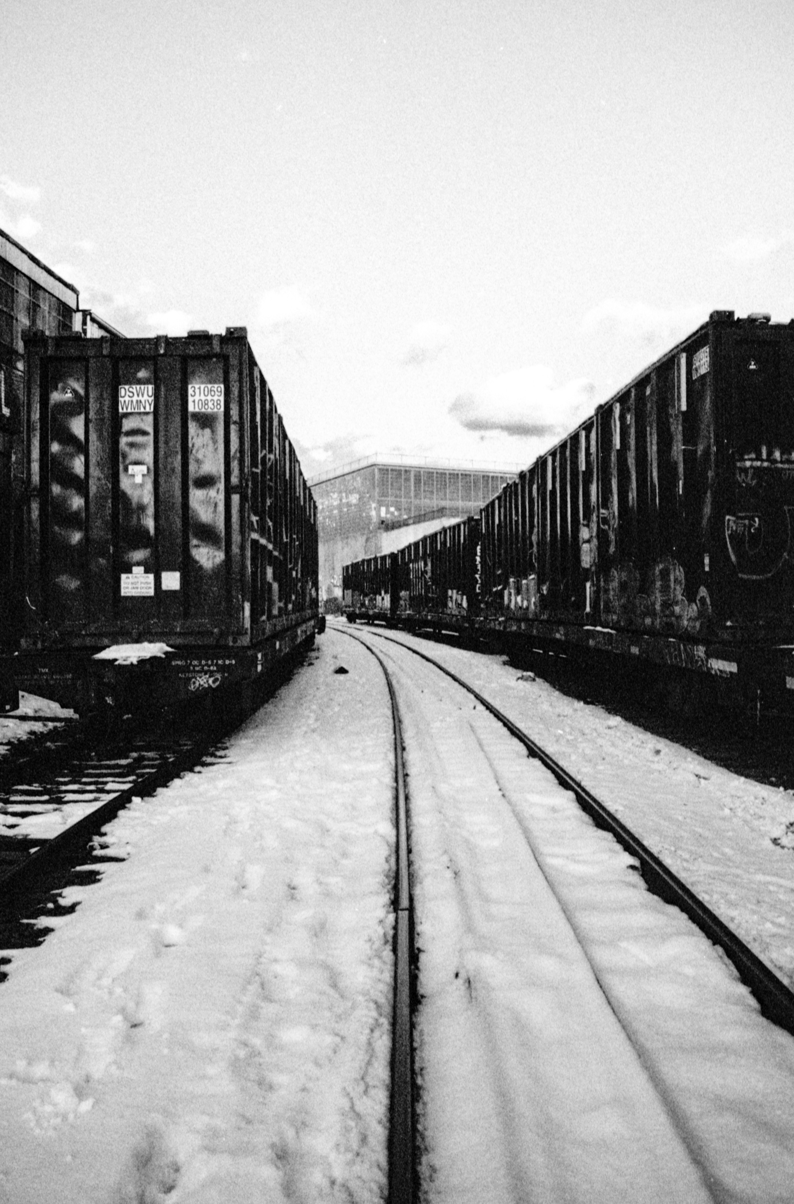 snowy train tracks